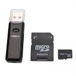 Cartão micro sd 32GB+leitor de cartão+adaptador USB R$ 49,99